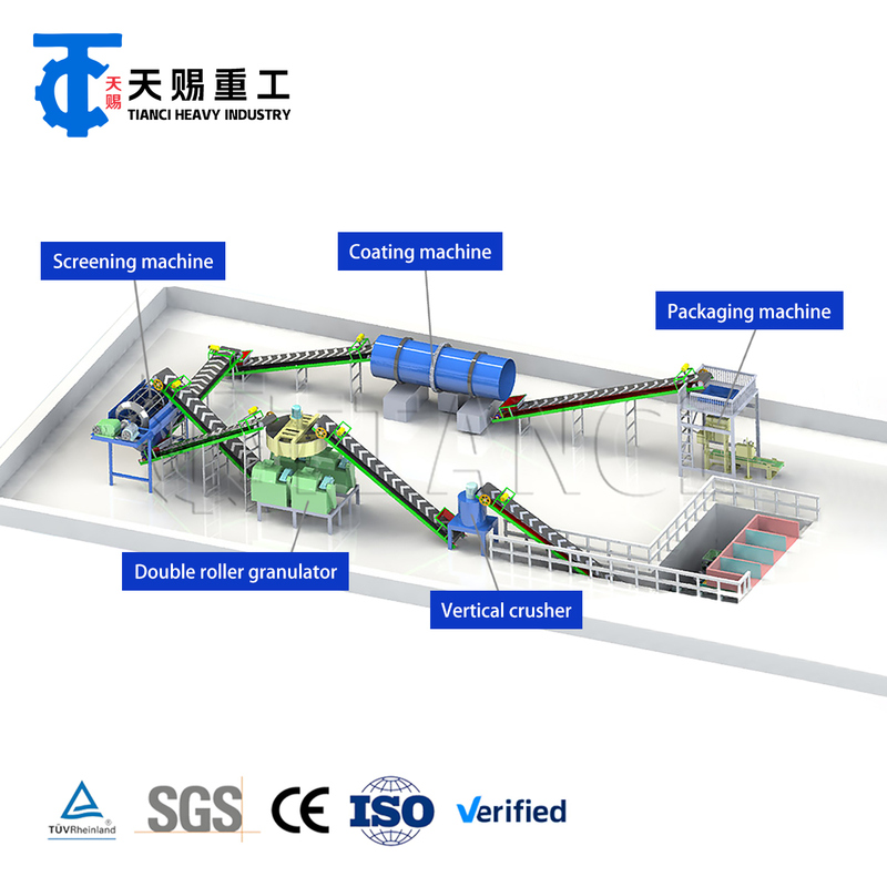 Fertilizer Production Line for NPK Compound Granule Plant with Roller Extrusion Technology and Energy Saving Operation