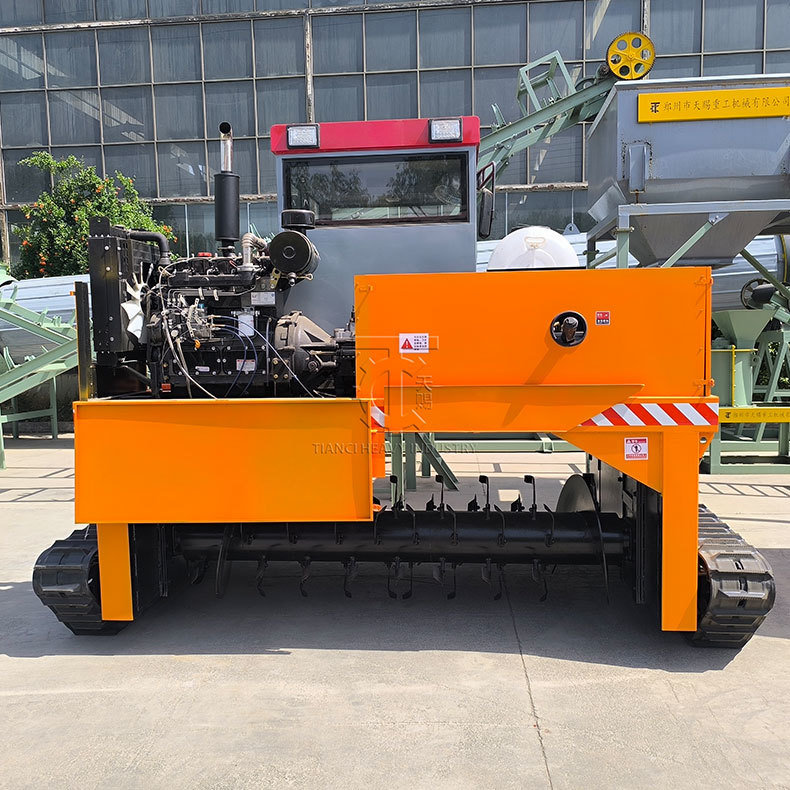 Instalação de fabrico tipo Crawler Equipamento de fermentação de estrume orgânico Compost Turner